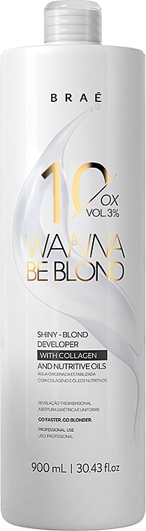 Окисник із колагеном та живильними оліями 3% - Brae Wanna Be Blond Shiny-Blond Developer Ox 10 Vol. 3% — фото N1