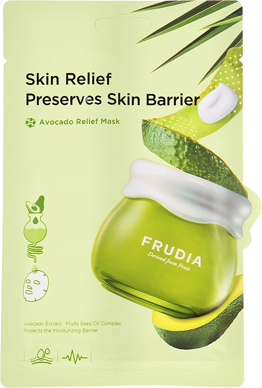 Маска тканинна для обличчя, з авокадо - Frudia Skin Relief Preserves Skin Barrier