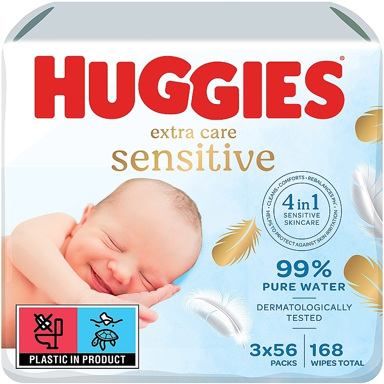 Дитячі вологі серветки Pure Extra Care 2+1, 3x56 шт. - Huggies — фото N1