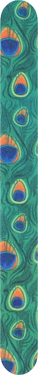Пилочка для ногтей 2-функциональная прямая цветная, 7446, перо павлина - Top Choice — фото N1