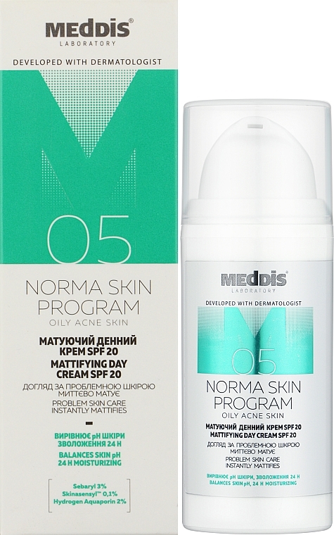 Матувальний денний крем - Meddis Norma Skin Program SPF 20 — фото N2