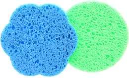 Спонж для умывания целлюлоза, "Цветок + круг" голубой + салатовый - Cosmo Shop — фото N1
