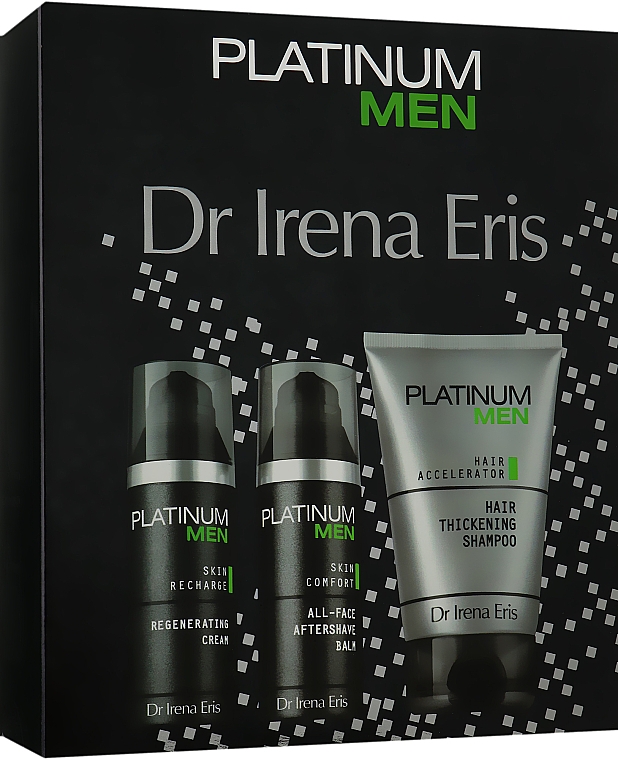 Набір - Dr. Irena Eris Platinum Men (h/shm/200ml + aftershave balm/50 ml + f/cr/50 ml) — фото N1