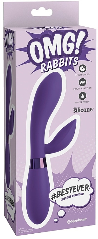 Вібратор - PipeDream OMG! Rabbits #Bestever Silicone Vibrator Purple — фото N1