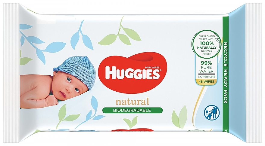 Дитячі вологі серветки, 48 шт. - Huggies Natural Biodegradable — фото N1