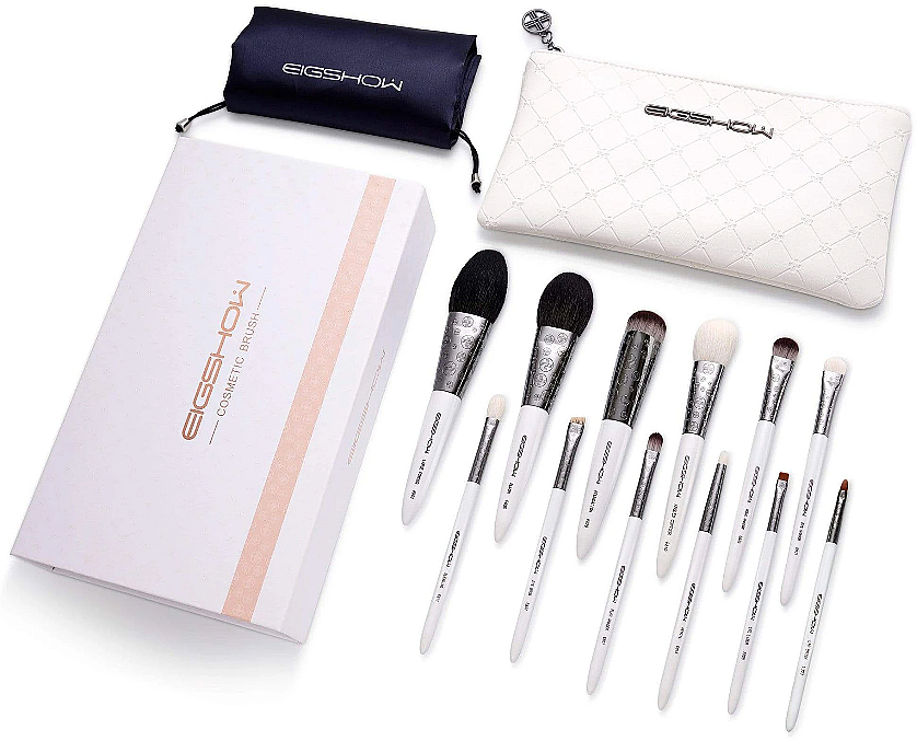 Набір пензлів для макіяжу, 12 шт. - Eigshow Classic Makeup Brush Kit Light Gun Black — фото N1