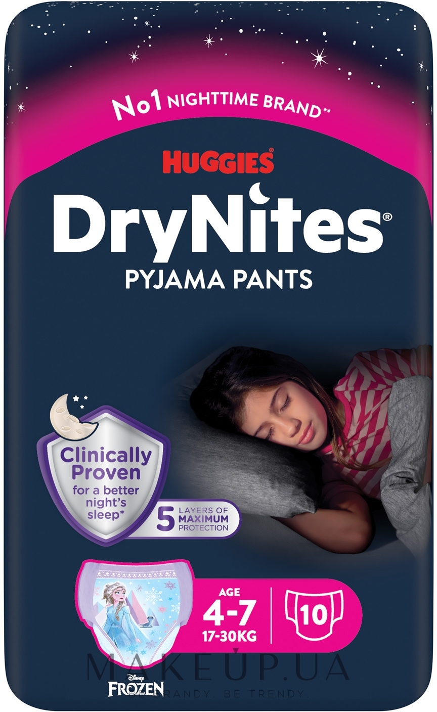 Трусики-подгузники "Dry Nights" для девочек, 17-30кг, 10 шт - Huggies — фото 10шт