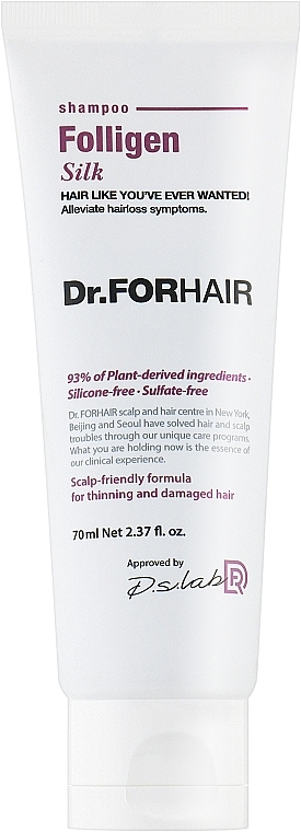 Шампунь для пошкодженого волосся - Dr.FORHAIR Folligen Silk Shampoo (міні)
