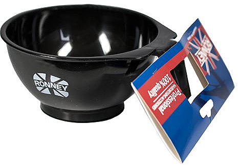 Миска для краски с ручкой, 450мл, черная - Ronney Professional Tinting bowl with rubber RA 00167 — фото N1