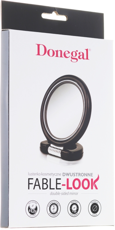 Двостороннє дзеркало кругле на підставці, 12 см, 9504, сіре - Donegal Mirror — фото N2