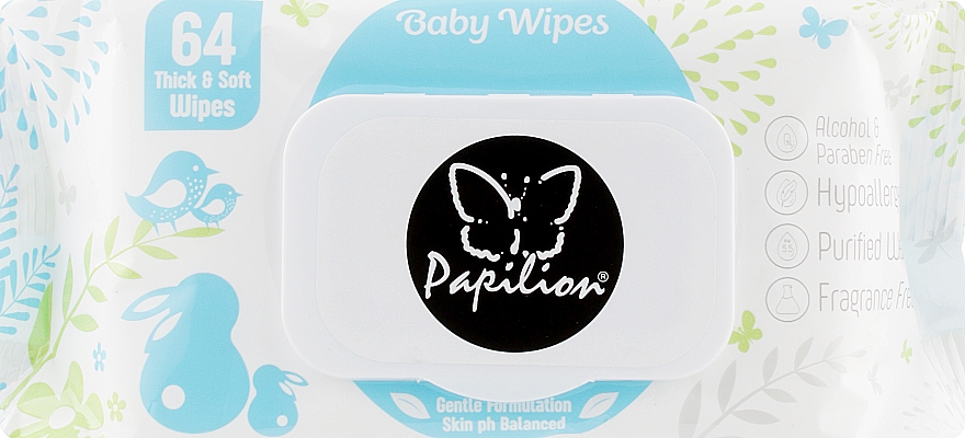 Детские влажные салфетки, 64 шт - Papilion Baby Wipes