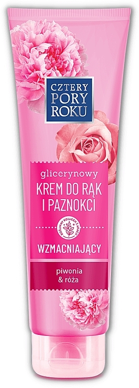 Глицериновый крем для рук и ногтей "Укрепляющий пион и роза" - Cztery Pory Roku — фото N1