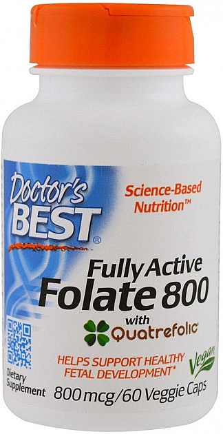 Повністю активований фолат, 800 мкг - Doctor's Best Fully Active Folate with QuatreFolic — фото N1