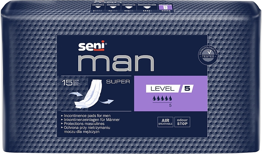 Урологические прокладки для мужчин Seni Man Super Level 5, 15 шт - Seni — фото N1