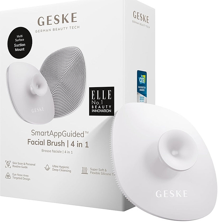 Щетка для лица, белая - Geske Facial Brush 4 In 1 — фото N2