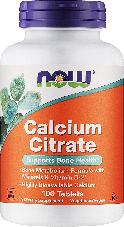 Цитрат кальцію у таблетках, 100 шт. - Now Foods Calcium Citrate — фото N1