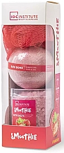 Парфумерія, косметика Набір - IDC Institute Smoothie Strawberry Set (bath/ball/140g + sponge/1pcs + salt/200g)