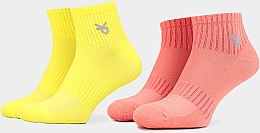 Шкарпетки середні для жінок "Women's Socks KP Sport 2-Pack", 2 пари, жовті та коралові - Keyplay — фото N1