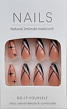 Парфумерія, косметика Накладні нігті з акцентами зірок, 24 шт. - Deni Carte Nails Natural 2 Minutes Manicure