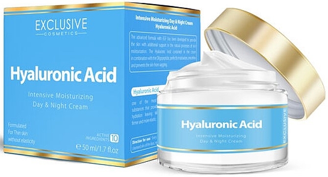 Крем для лица с гиалуроновой кислотой - Exclusive Cosmetics Hyaluronic Acid Intensive Moisturizing Day & Night Cream — фото N1