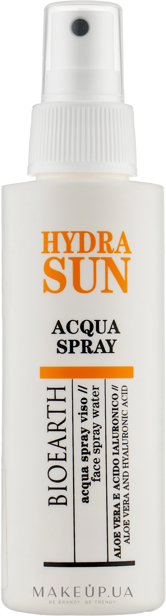 Освежающий спрей для лица с алое вера и гиалуроновой кислотой - Bioearth Hydra Sun Acqua Spray — фото 125ml