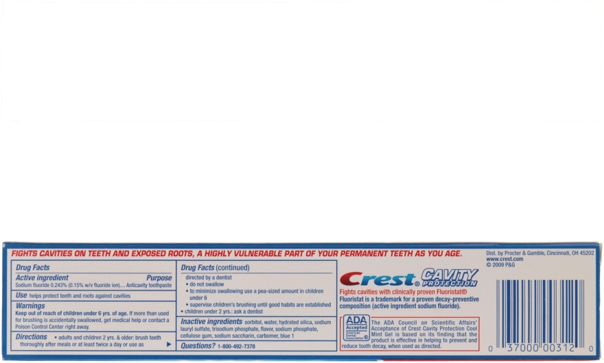 Зубна паста - Crest Cavity Protection Cool Mint Gel — фото N4
