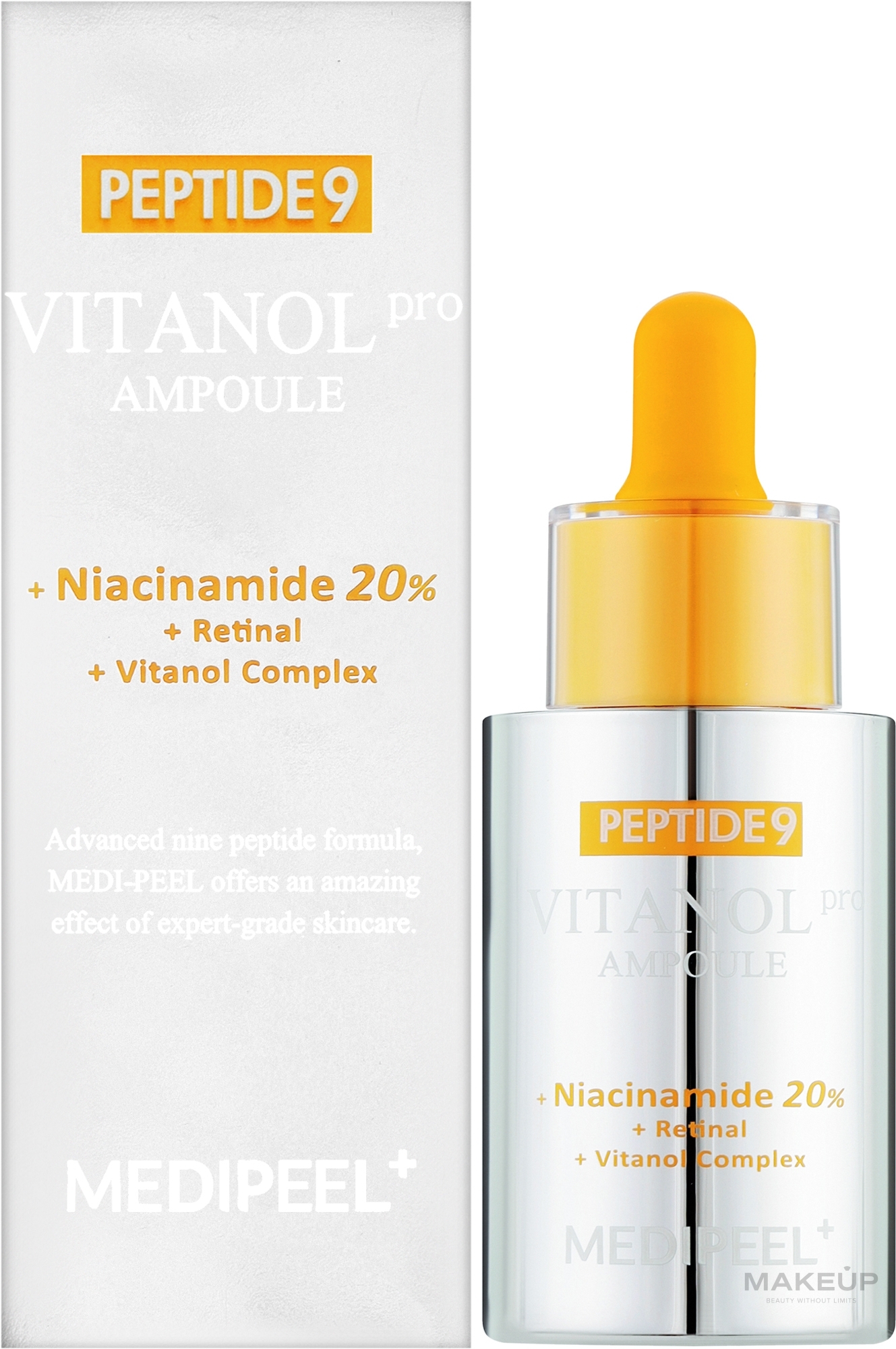 Осветляющая сыворотка с комплексом 9 пептидов и 20% ниацинамида - MEDIPEEL Peptide 9 Vitanol Ampoule Pro — фото 30ml