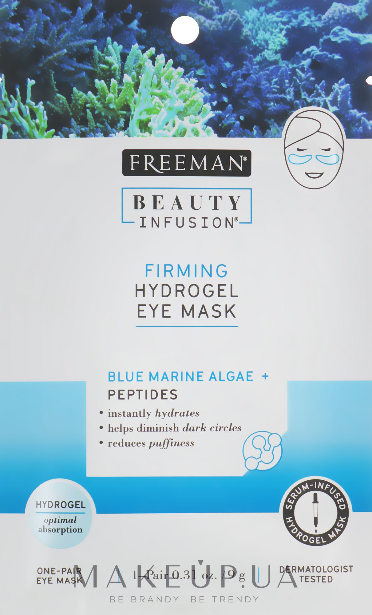 Маска-гидрогель для кожи вокруг глаз "Синие морские водоросли и пептиды" - Freeman Beauty Infusion Firming Hydrogel Eye Mask — фото 9g