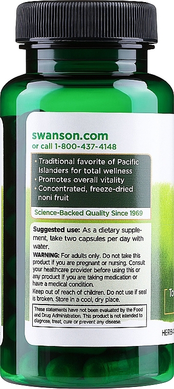 Травяная добавка "Нони" - Swanson Noni 500 mg — фото N2