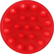 Парфумерія, косметика Щітка-масажер силіконова з ручкою CS041R, кругла матова, червона - Cosmo Shop