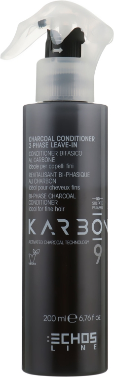 Двухфазный несмываемый кондиционер для волос с активированным углем - Echosline Karbon 9 Charcoal Conditioner 2 Phase Leave-In 