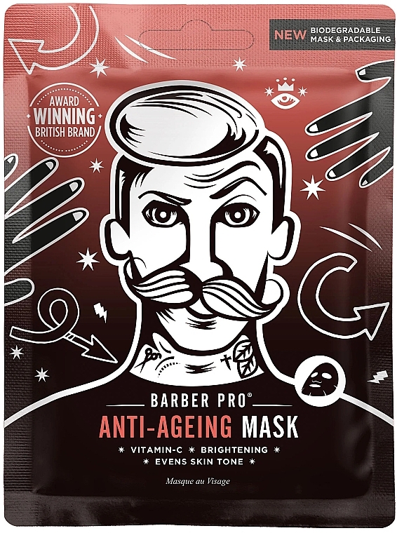 Антивозрастная маска для лица - BarberPro Anti-Ageing Face Sheet Mask — фото N1