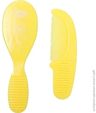 Гребінець та щітка для волосся, жовтий - Lindo LI 605 — фото N1