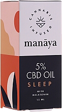 Парфумерія, косметика Олія конопель, збагачена мелатоніном - Manaya 5 % CBD Oil Sleep With Melatonin