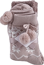 Парфумерія, косметика Довгі жіночі зимові шкарпетки, 2 пари, темно-бежеві + бежеві з візерунком - Moraj