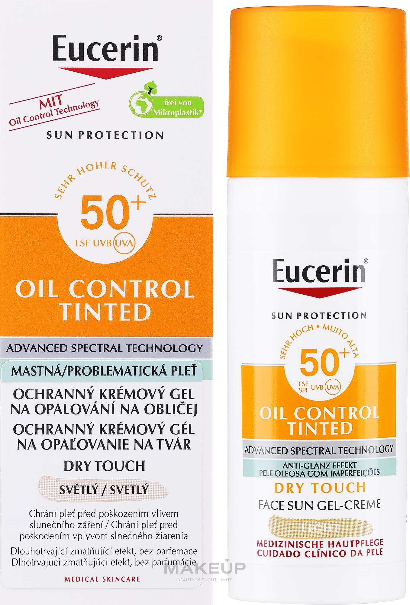 Сонцезахисний гель-крем для обличчя - Eucerin Oil Control Dry Touch Tinted Sun Gel-Cream Light SPF50+ — фото 50ml