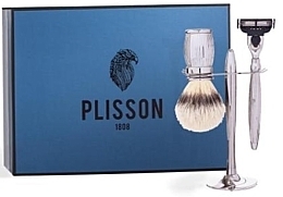 Парфумерія, косметика Набір для гоління - Plisson Godroon Silver Finish Set