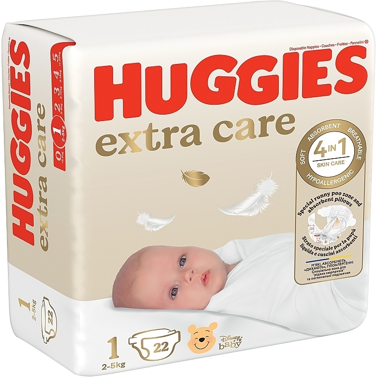 Підгузники Extra Care, розмір 1 (2-5 кг), 22 шт. - Huggies — фото N8