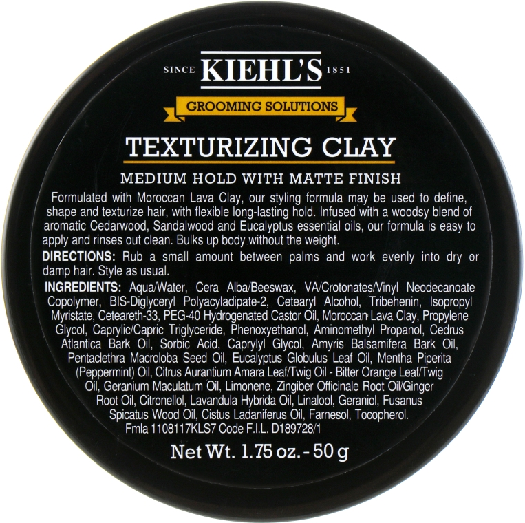 Чоловіча текстурувальна глина для укладання волосся - Kiehl's Grooming Solutions Texturizing Clay — фото N1