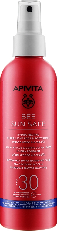 Сонцезахисний спрей для обличчя й тіла - Apivita Bee Sun Safe Hydra Melting Ultra Light Face & Body Spray SPF30 — фото N1