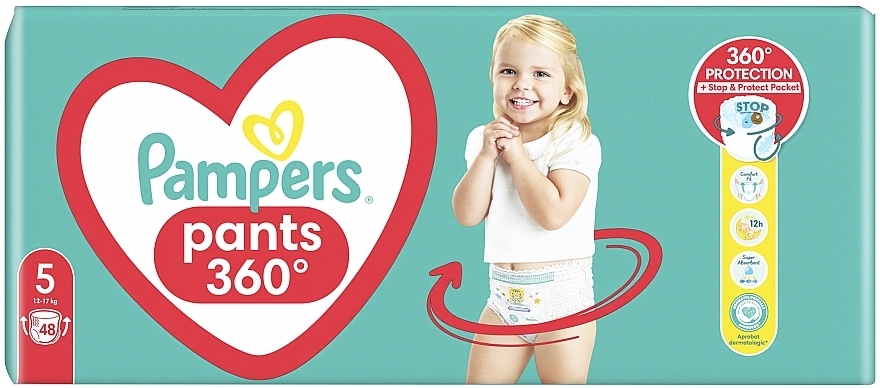 Подгузники-трусики, размер 5 (Junior) 12-17 кг, 48 шт - Pampers Pants Junior — фото N2