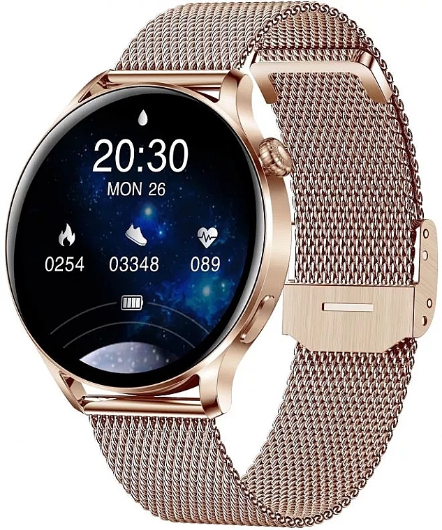 Смарт-часы для женщин, золотистая сталь - Garett Smartwatch Lady Elegance RT — фото N1
