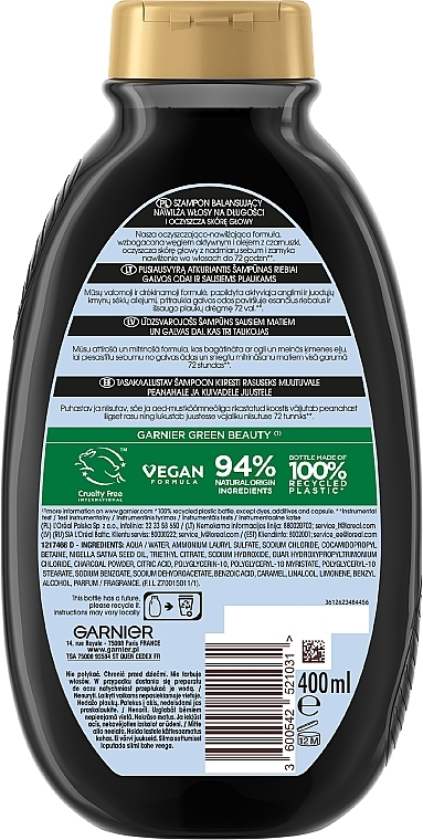 Шампунь для волосся з активованим вугіллям та олією чорного кмину - Garnier Botanic Therapy Balancing Shampoo — фото N2