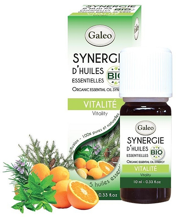 Суміш органічних ефірних олій "Енергія" - Galeo Organic Essential Oil Synergy Vitality — фото N1