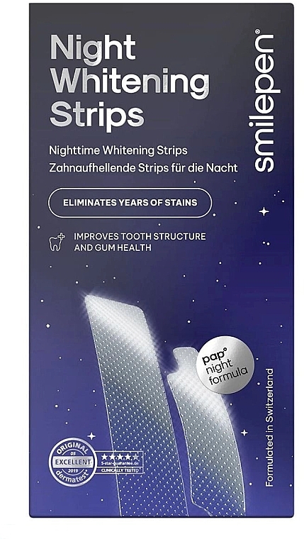 Отбеливающие ночные полоски для зубов - SwissWhite Smilepen Night Whitening Strips — фото N1