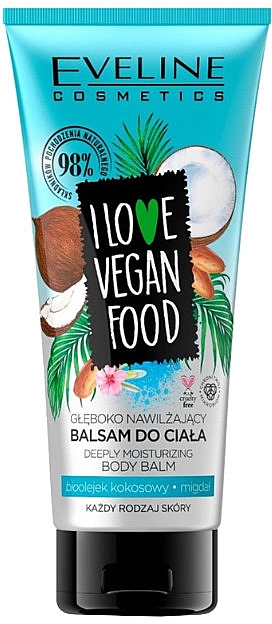 Бальзам для тіла "Кокос і мигдаль" - Eveline Cosmetics I Love Vegan Food Body Balm — фото N1