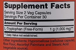 Капсули L-триптофан, 500 мг. - Now Foods L-Tryptophan — фото N5