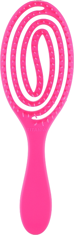 Щітка для волосся масажна, скелетон "Flexi", овальна, 24 см, рожева - Titania — фото N1
