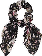 Резинка для волосся, 23996, чорна, рожеві квіти - Top Choice Print — фото N1