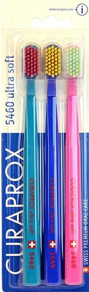 Набор зубных щеток «Ultra Soft», бирюзовая, синяя, розовая - Curaprox